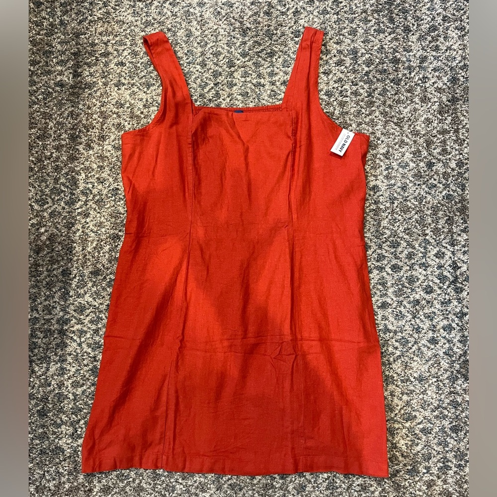 NWT Square-Neck Linen-Blend Mini Dress XXL